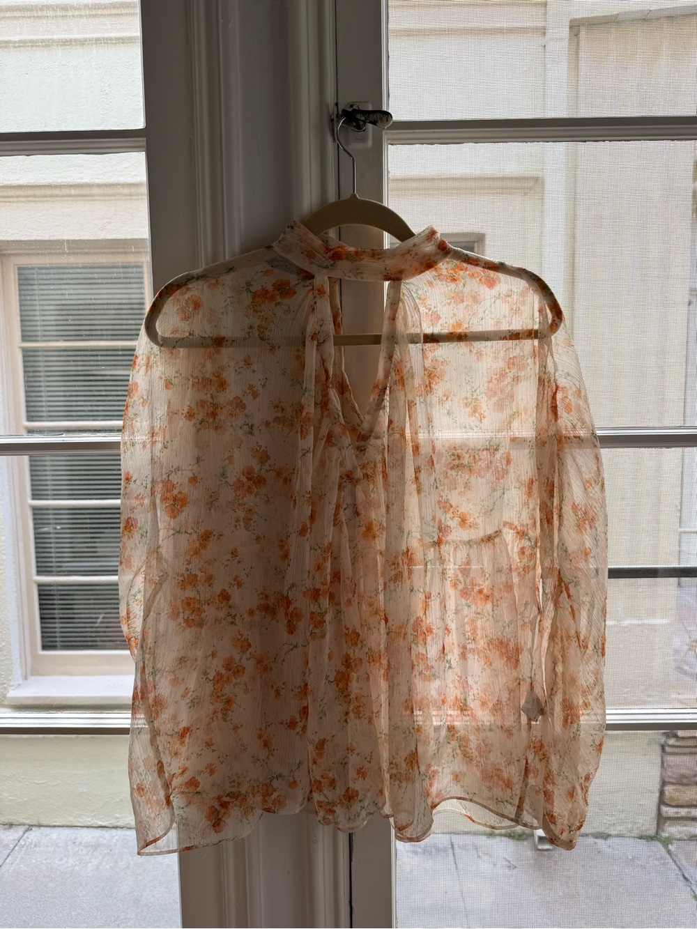 Zara Floral Blouse with Orange Accents